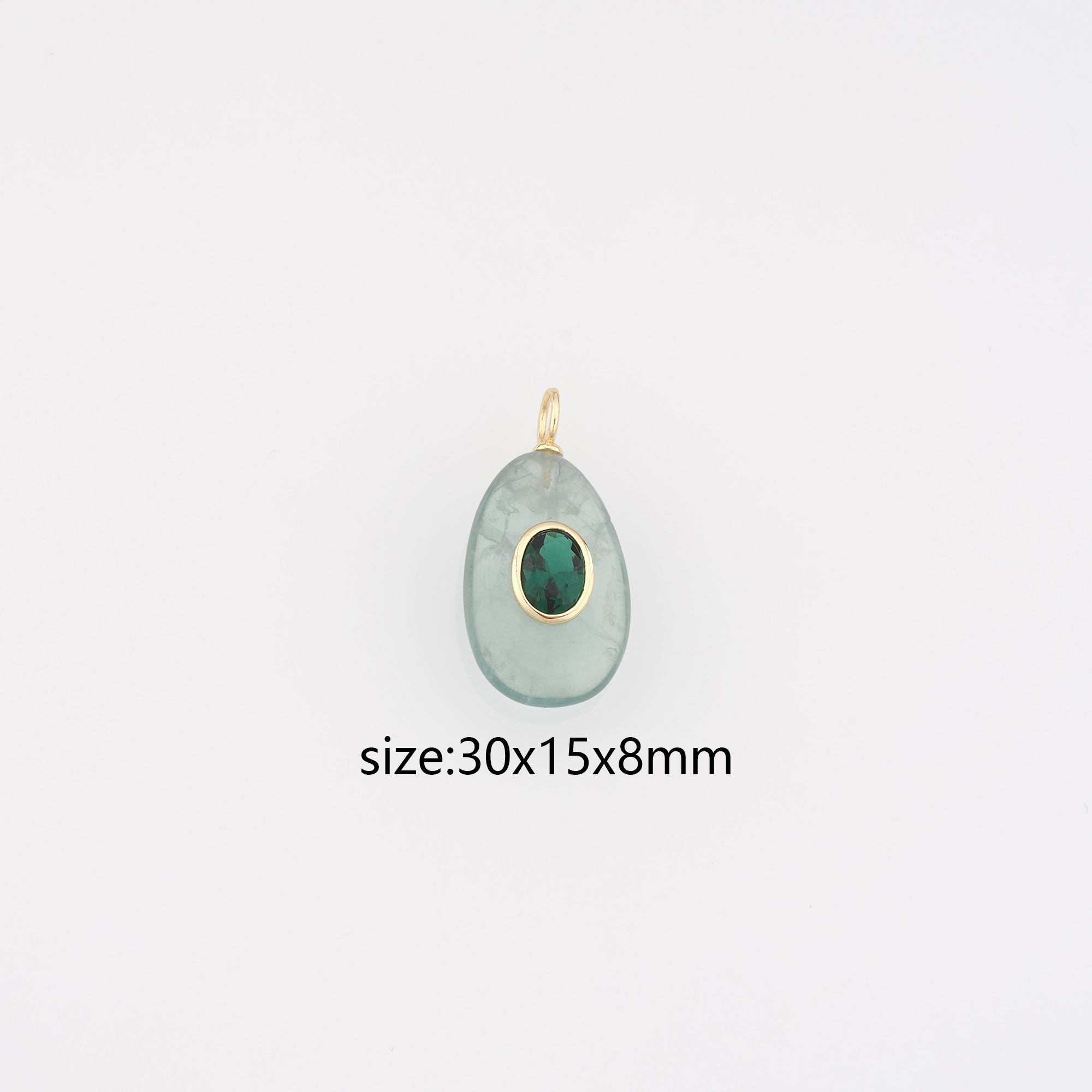 18K Gold Filled Oval Pendant,Natural Stone Oval Charm Earrings Necklace for DIY Jewelry Making Supply