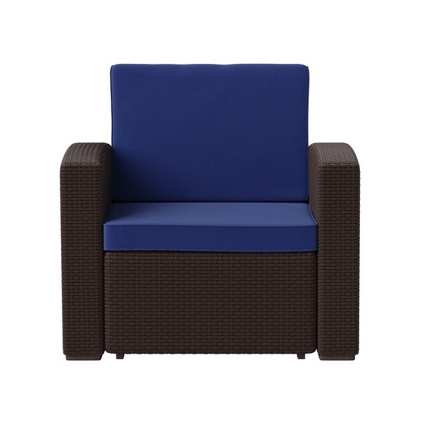 Faux Rattan Chair with AllWeather Cushion