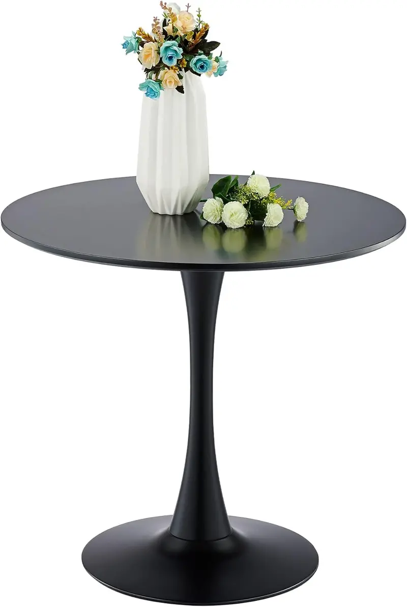 White Tulip-Style Bistro Table – 32-Inch Round MDF Top on Steel Pedestal