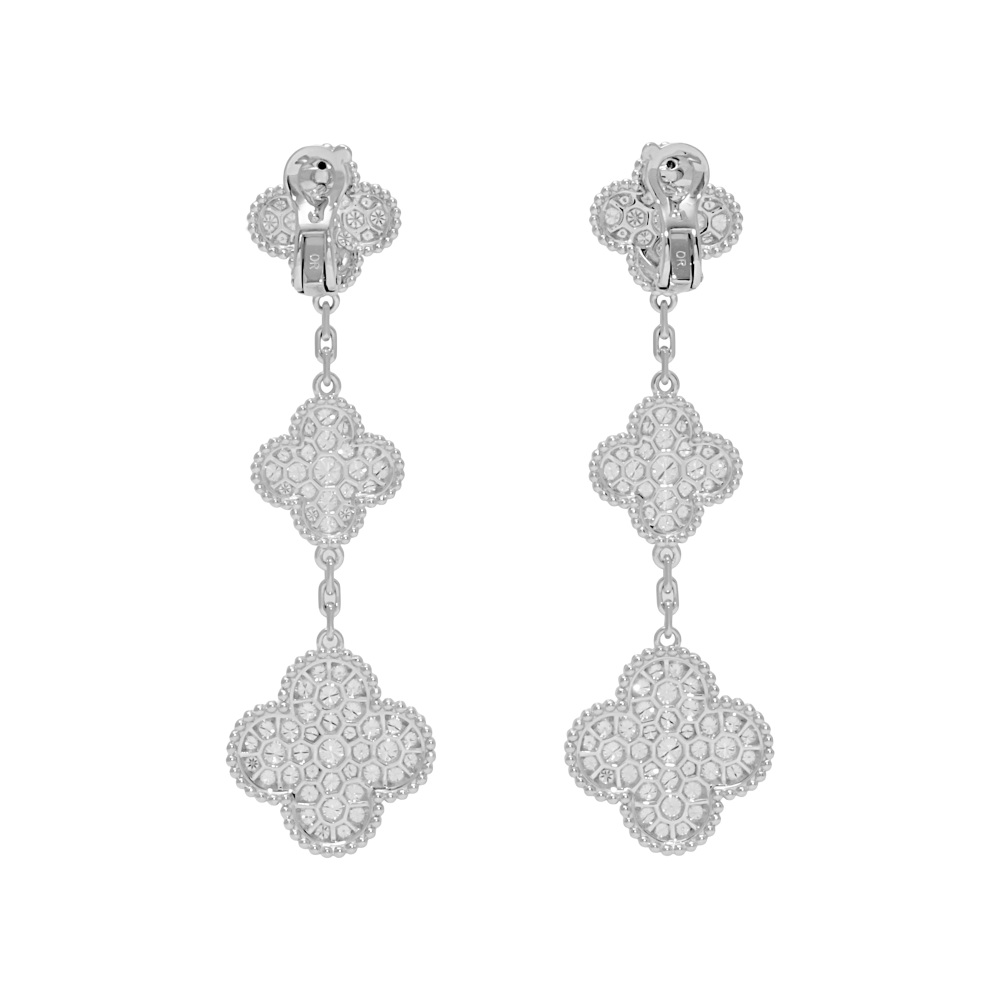 Van Cleef & Arpels Magic Alhambra 3 Motifs Earrings 18K White Gold VCARN9MR00