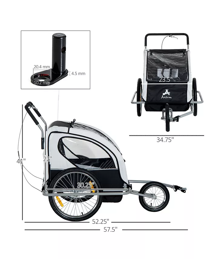 Aosom Elite Three-Wheel Bicycle Cargo Trailer for Two Children