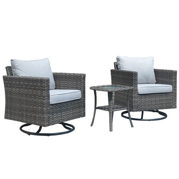 OVIOS Wicker Swivel Rocking Chair 3piece Set