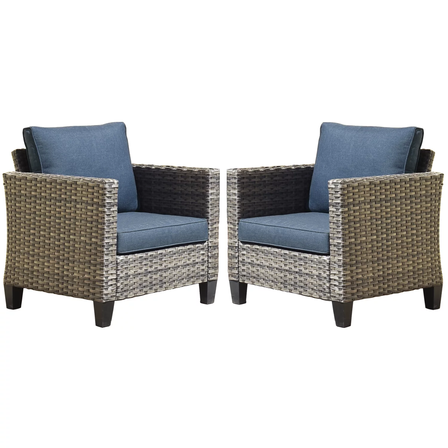 Ovios Outdoor Wicker Chairs Set 2 Pieces Patio Furniture High Back Patio Chairs with 3.54'' Thickness