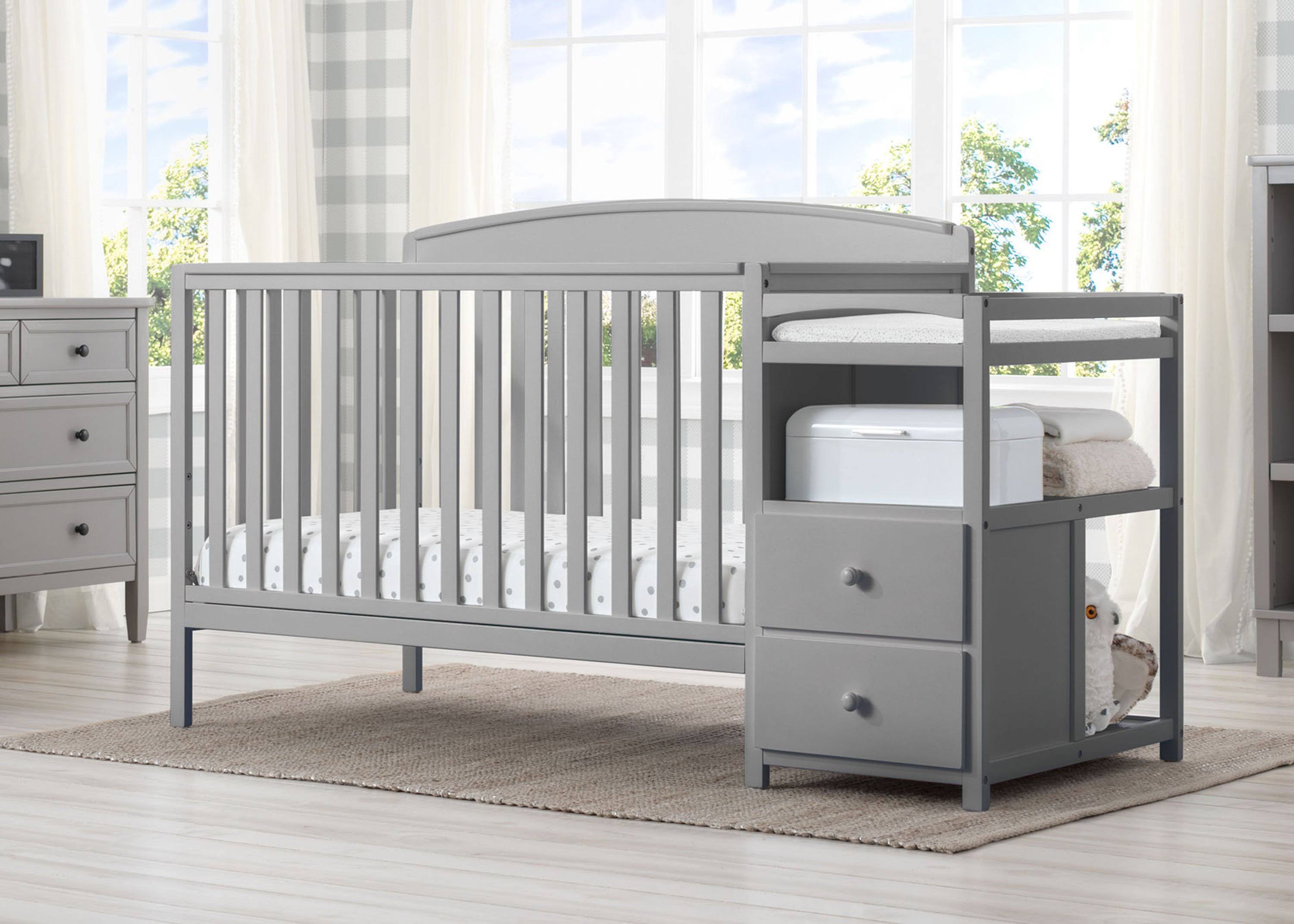 Delta Children Royal 4-in-1 Convertible Baby Crib and Changer, Grey