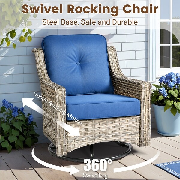 HOOOWOOO 10piece Wicker Patio Furniture Set Sectional Sofa with Swivel Chair