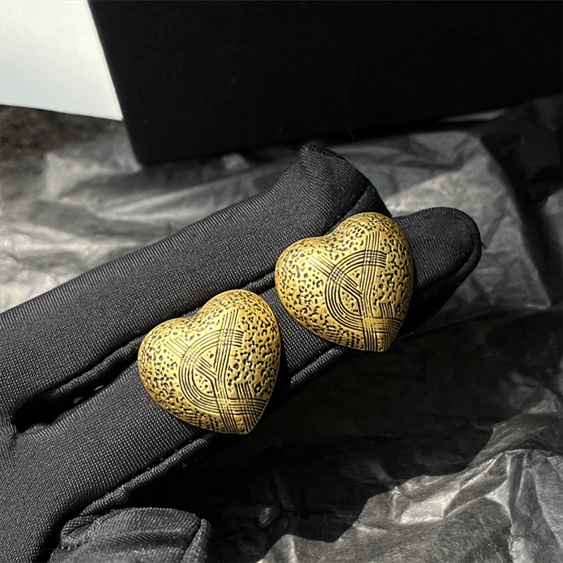 Saint Laurent Ysl Heart Earrings Gold