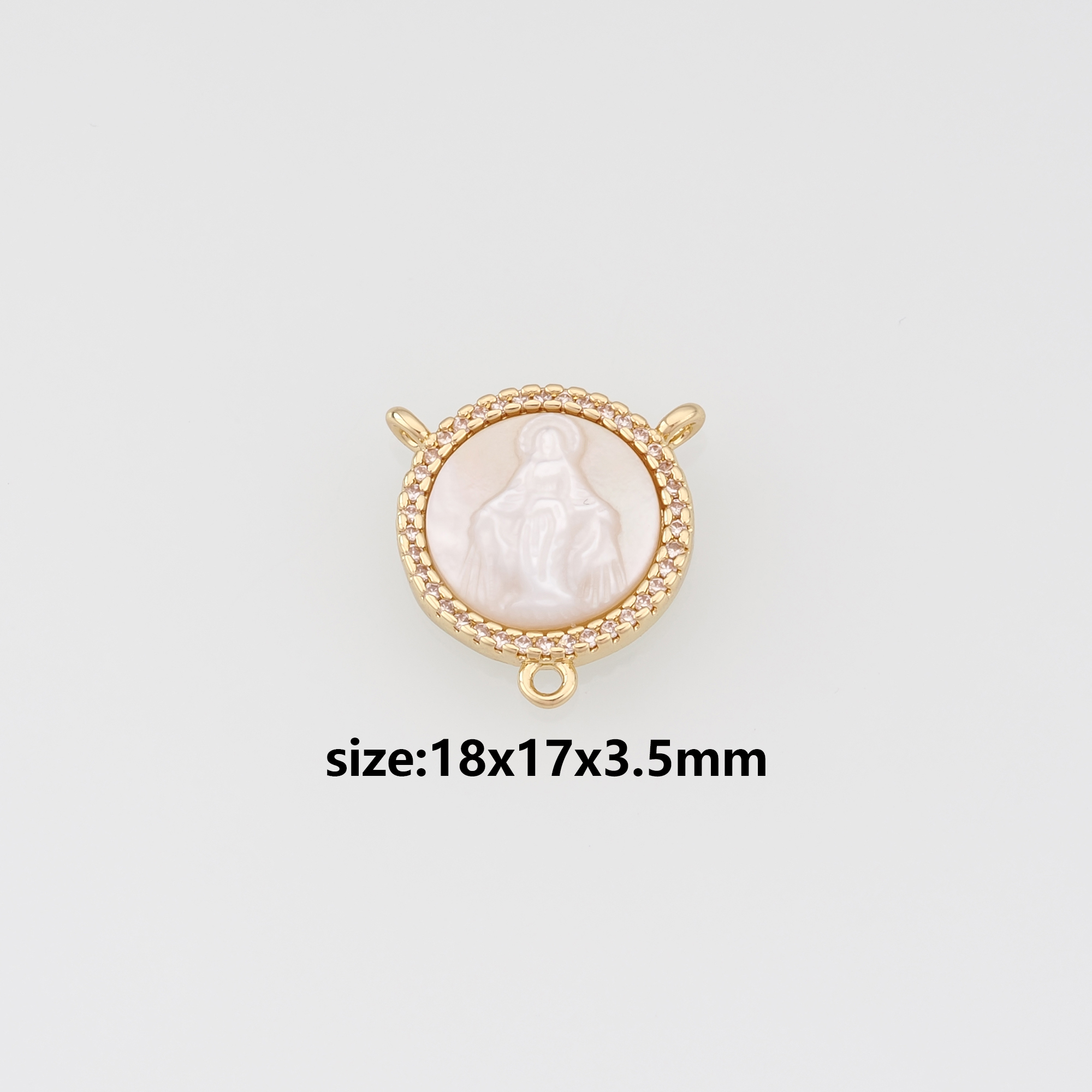 18K Gold Filled Virgin Mary Pendant,CZ Micro Pave Religious Charm Earrings Necklace for DIY Jewelry Making Supply