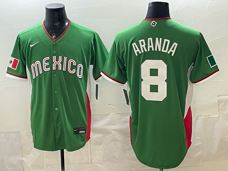 Men's Mexico Baseball Jonathan Aranda #8 Green 2026 World Baseball Classic Stadium Jersey