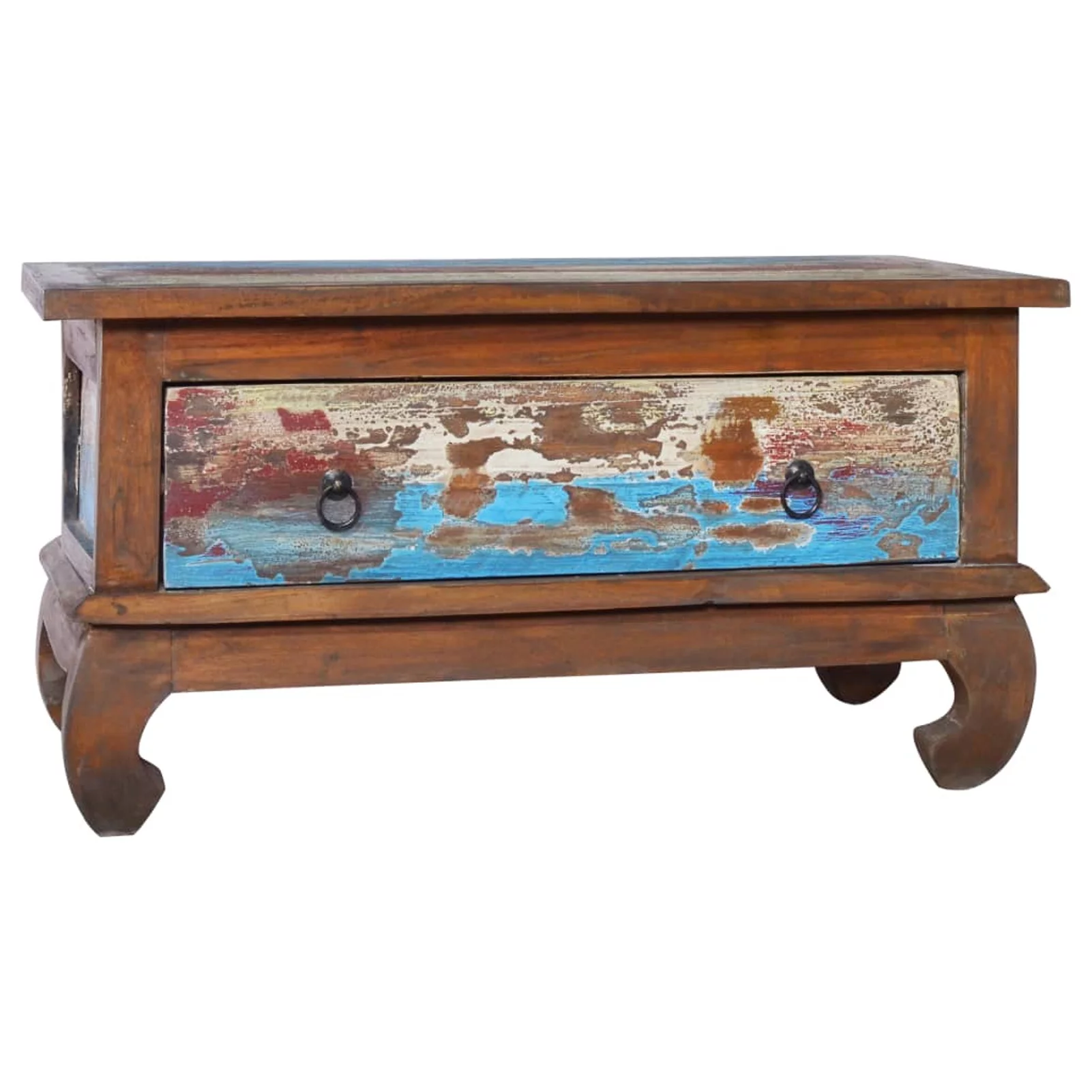 Dcenta Coffee Table with Storage Drawer Reclaimed Teak Wood Sofa and Couch End Side Table for Living Room, Home Furniture 31.5 x 19.7 x 15.7 Inches (L x W x H)