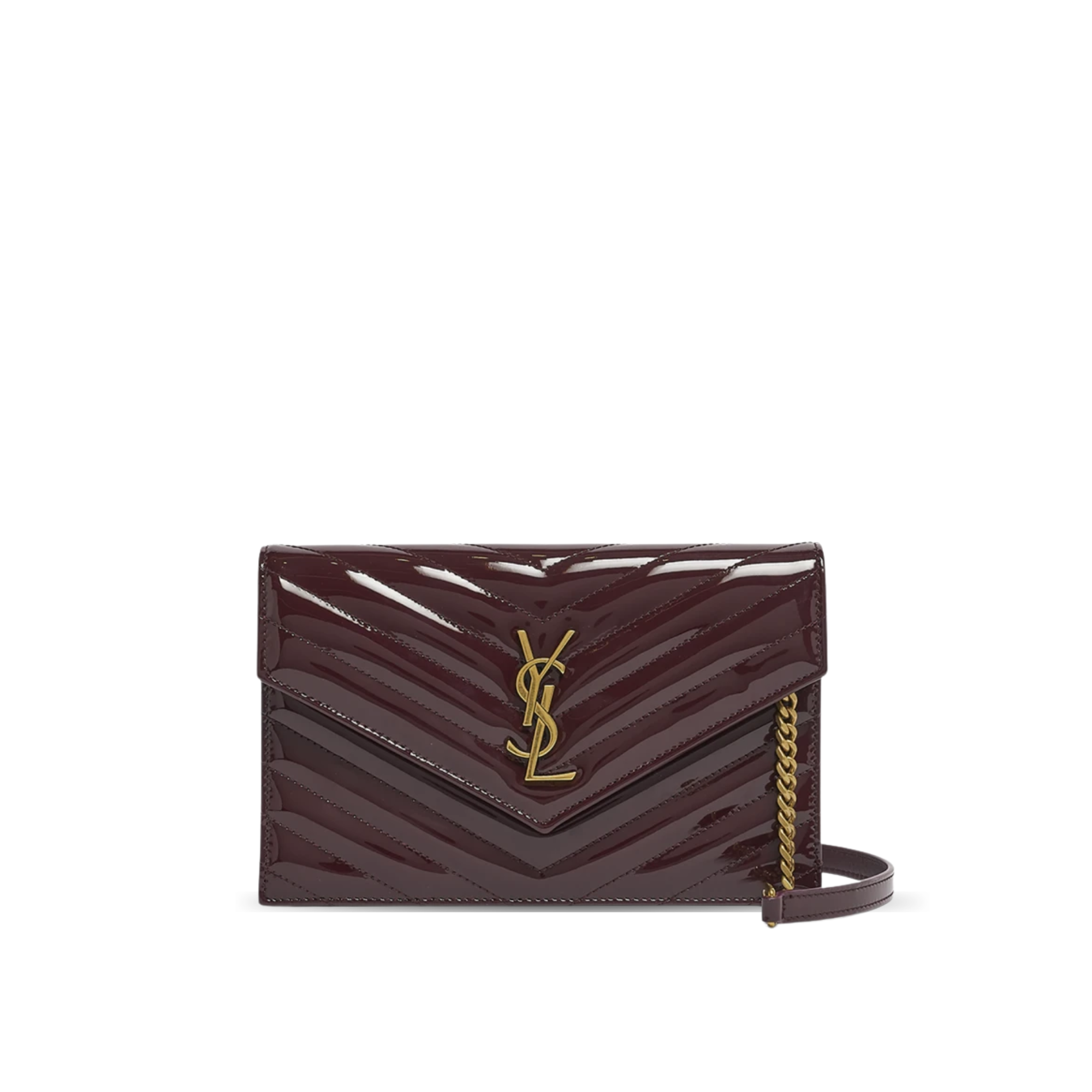 Saint Laurent Envelope Wallet on Chain in Quilted Patent Leather 19cm