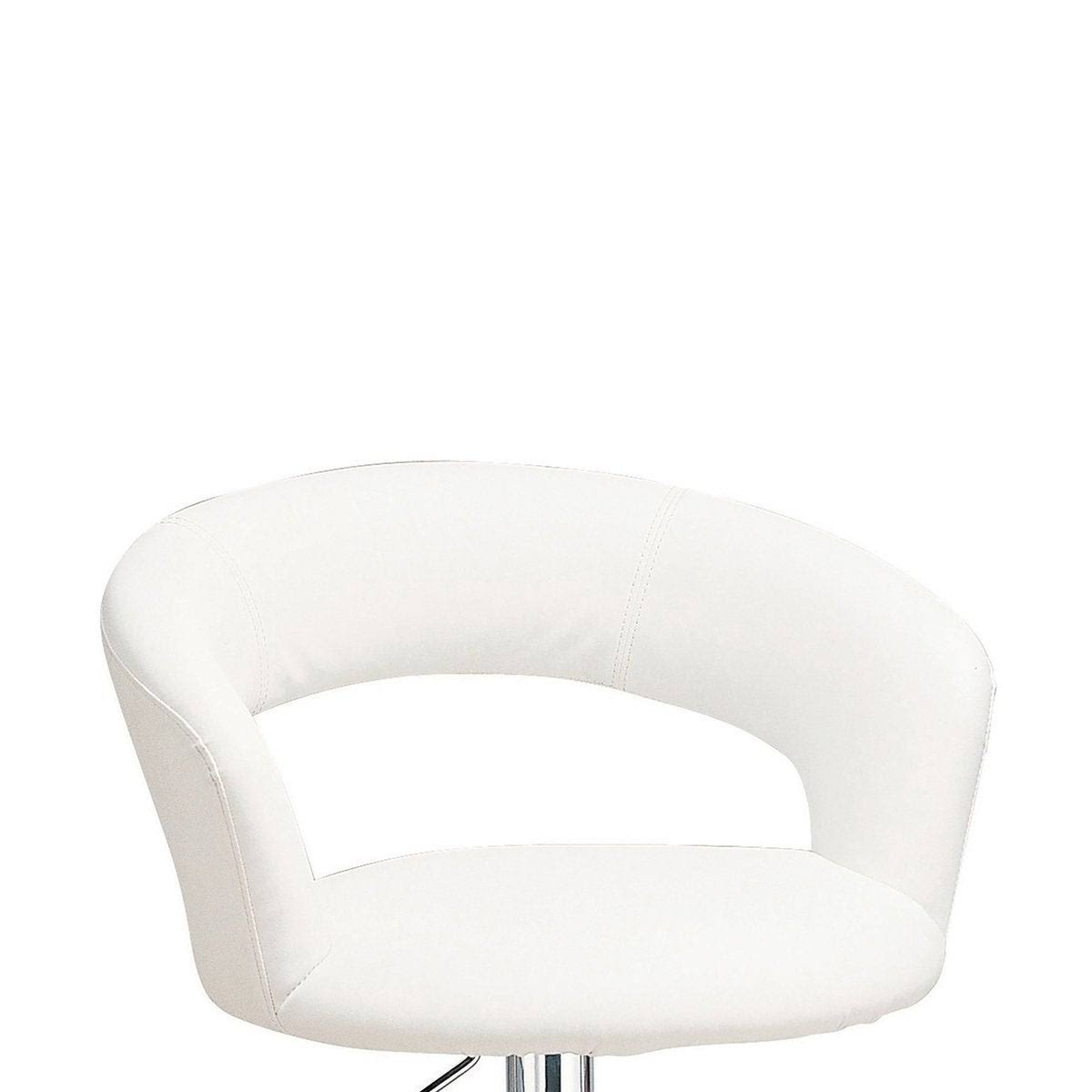 Benzara Contemporary Faux Leather Bar Stool, White - Chrome u0026 White - 40 H x 23.5 W x 22 L Inches