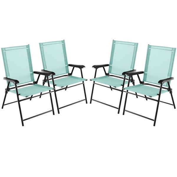Gymax Set of 4 Patio Folding Chairs Outdoor Portable Pack Lawn Chairs