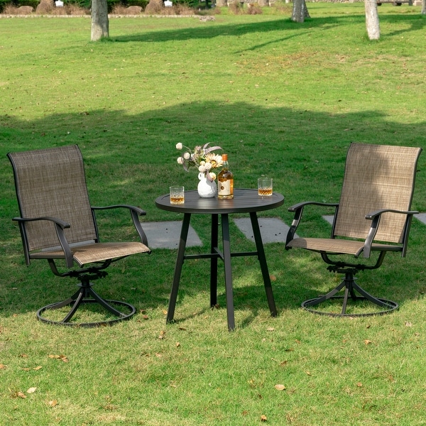 Outdoor 3Piece Bistro Set,Textilene Fabric,Powdercoated Iron Frame