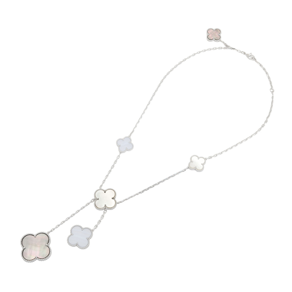 Van Cleef & Arpels Magic Alhambra 6 Motifs Necklace 18K White Gold VCARN18900