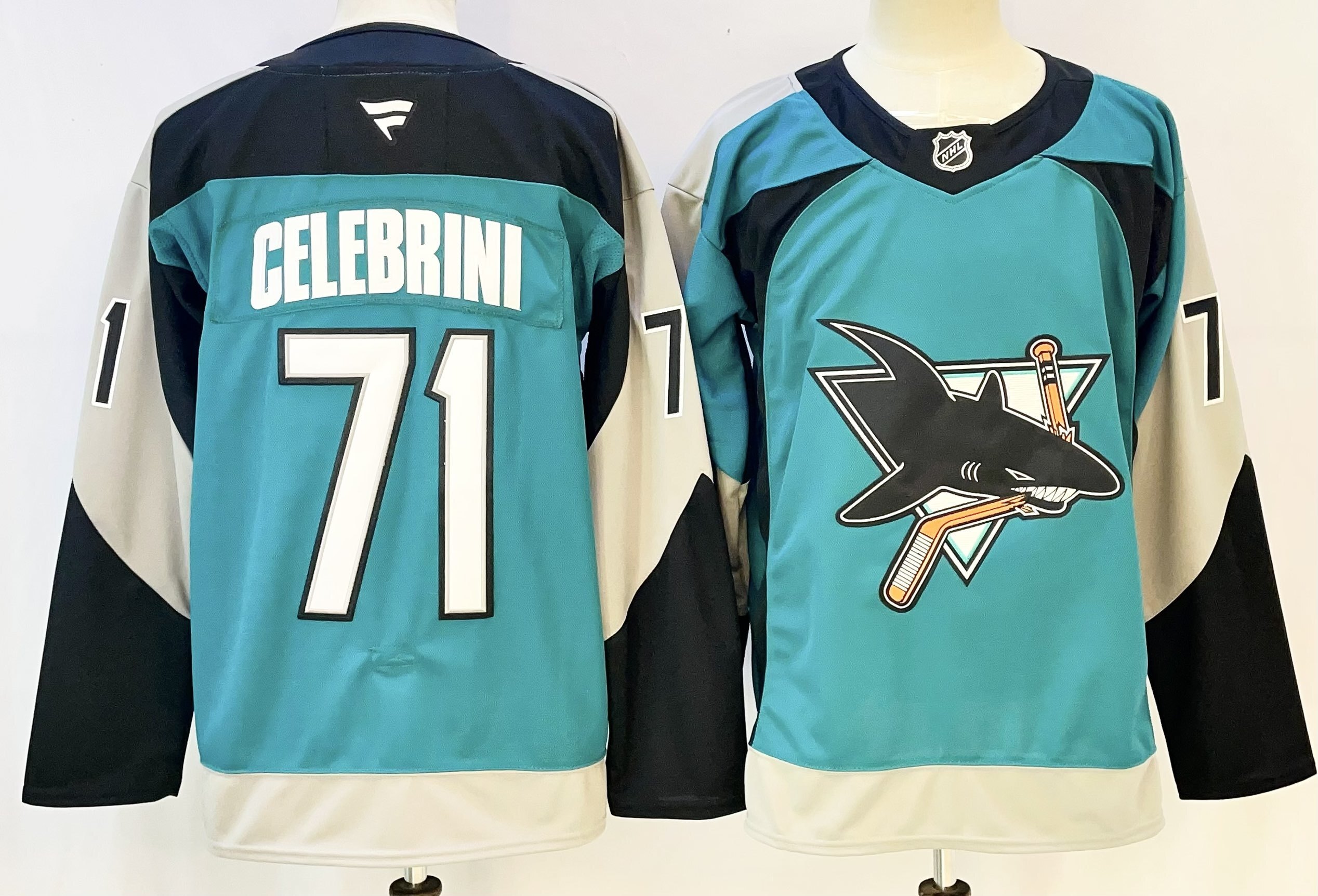 Men's San Jose Sharks Macklin Celebrini #71 Fanatics Teal Alternate Player Jersey