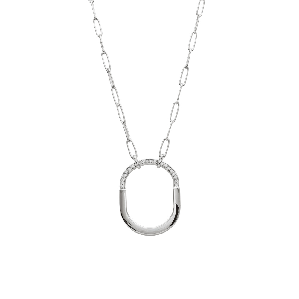 Tiffany & Co. Lock Necklace 18K White Gold Diamond 72342178