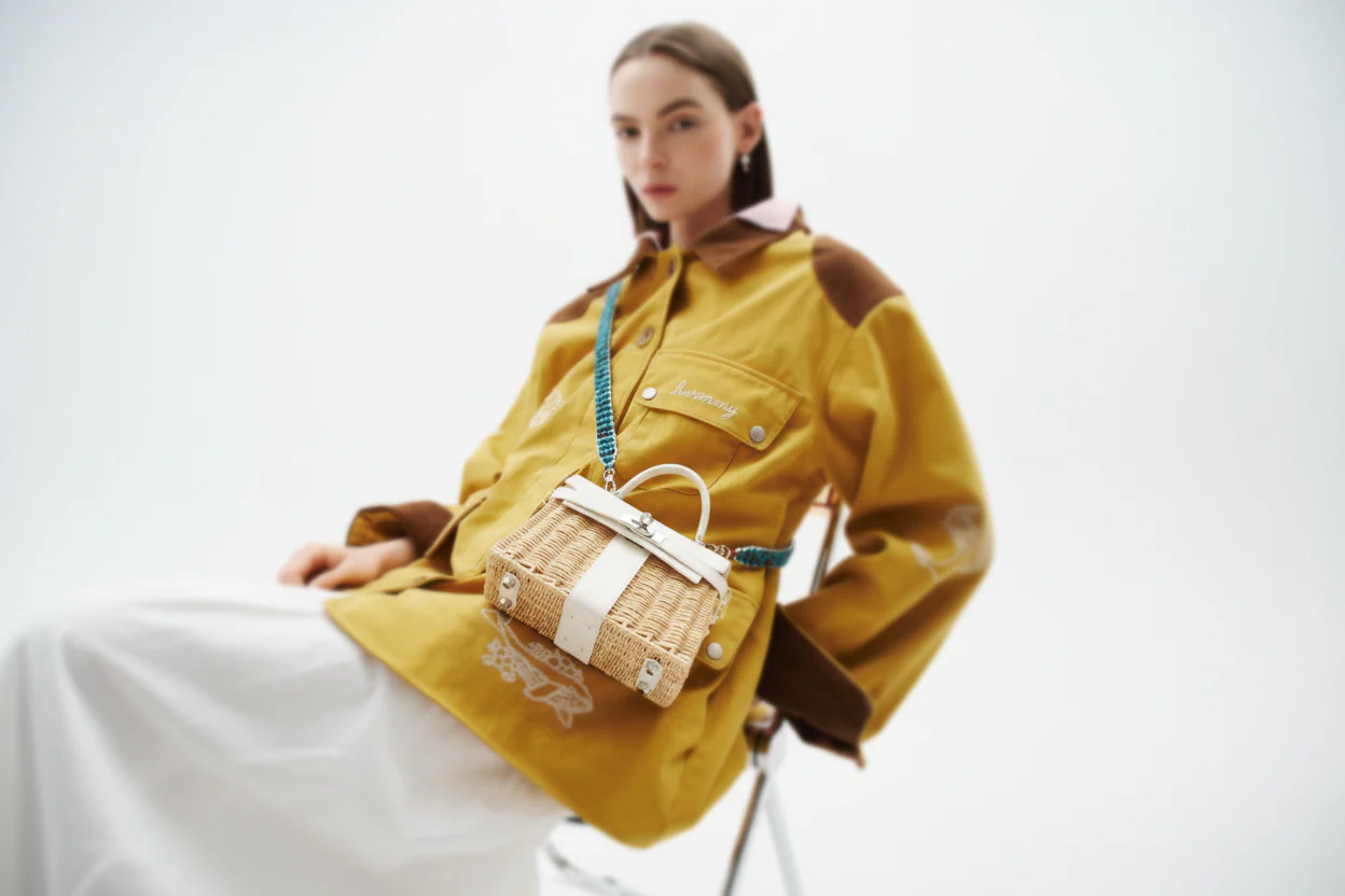 Hermès Kelly 20 Mini Picnic White, Swift & Osier Wicker Palladium Hardware