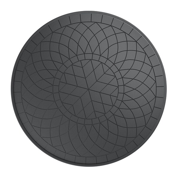 47.24 Inch Cast Aluminum Patio Dining Table with Black Frame and Carved Texture on the Tabletop