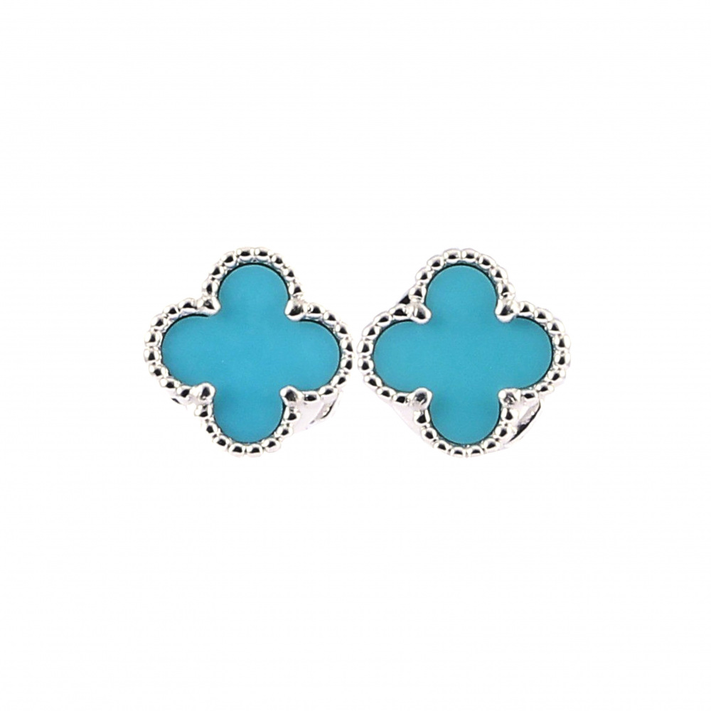 Van Cleef & Arpels Sweet Alhambra Earrings 18K White Gold Turquoise VCARA44500