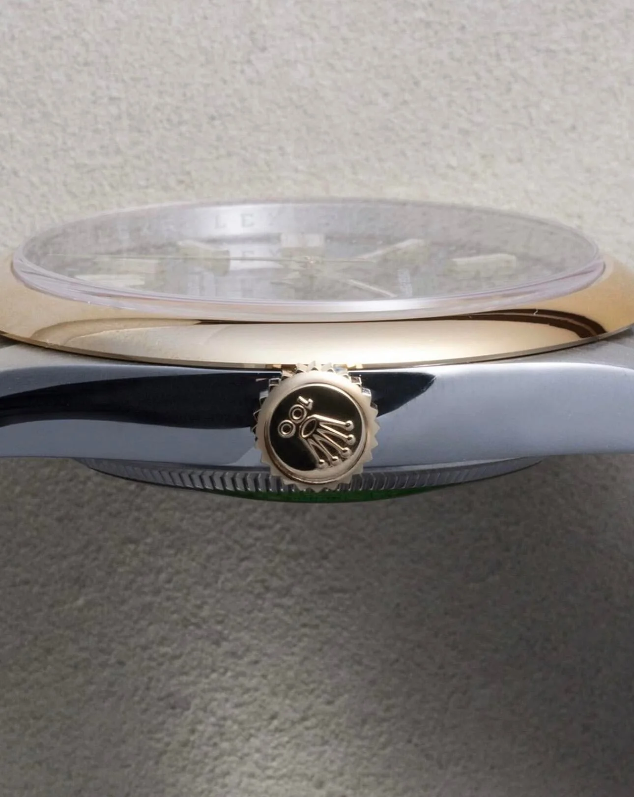 Rolex Oyster Perpetual 41mm Grey Dial Gold Bezel