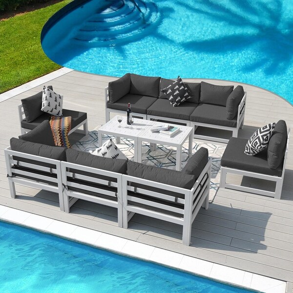 Nicesoul White Aluminum Modern Patio Furniture Sectional Sofa Set with Cushion