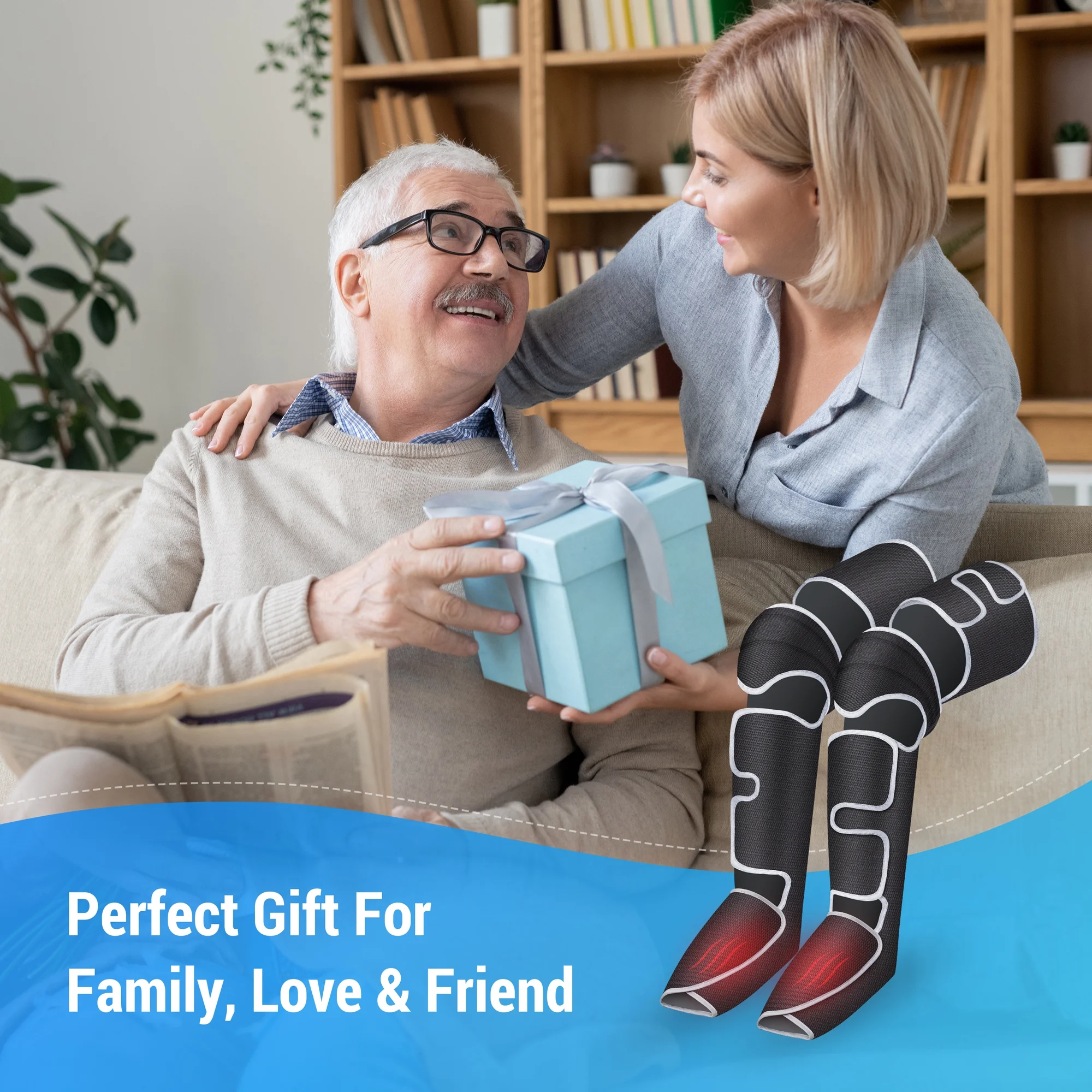 Comfier Leg Massager for Circulation, Air Compression Calf Knee Foot Massager with Heat, Leg Wraps Massage Boots for Pain Relief, Mothers Day Gifts