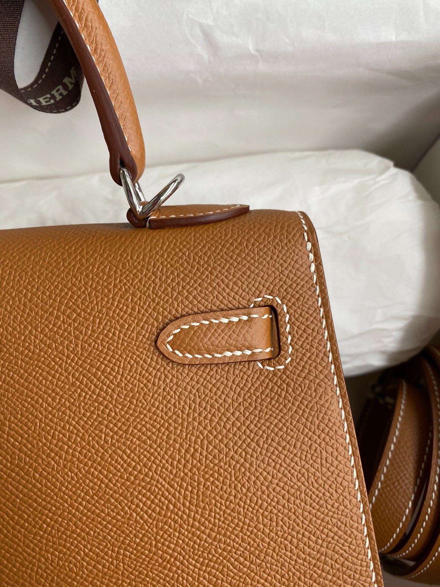 Hermes Kelly 25 Bag In Gold Brown Epsom Leather For Women 25cm/10in