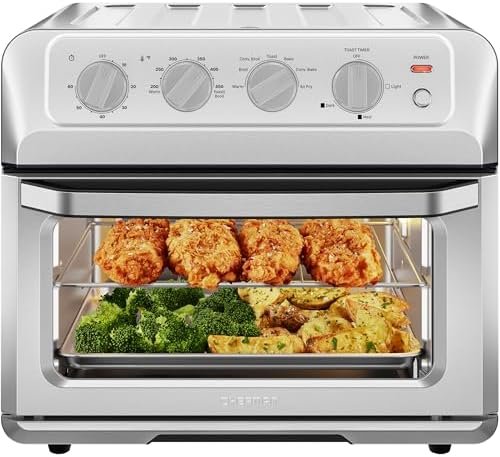 Air Fryer Toaster Oven Combo, 7-In-1 Convection Countertop 20 Qt fryer, Cook a 10 Inch Pizza, Fry 2 lb. of Chicken Wings, Toast, Broil, Auto Shutoff, Stainless