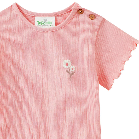 Topomini Pure Collection Baby T-Shirt mit Blumen-Stickerei
