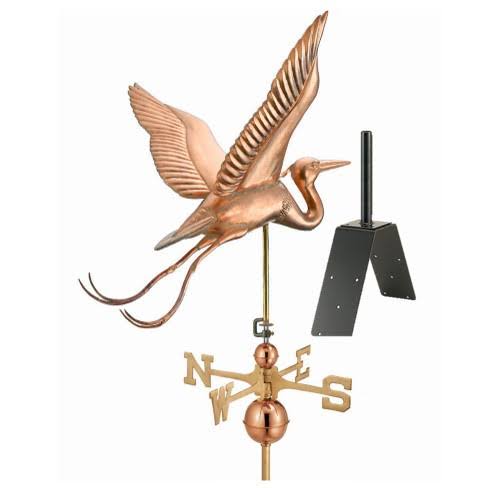 Good Directions Blue Heron Estate Weathervane - Polished Copper