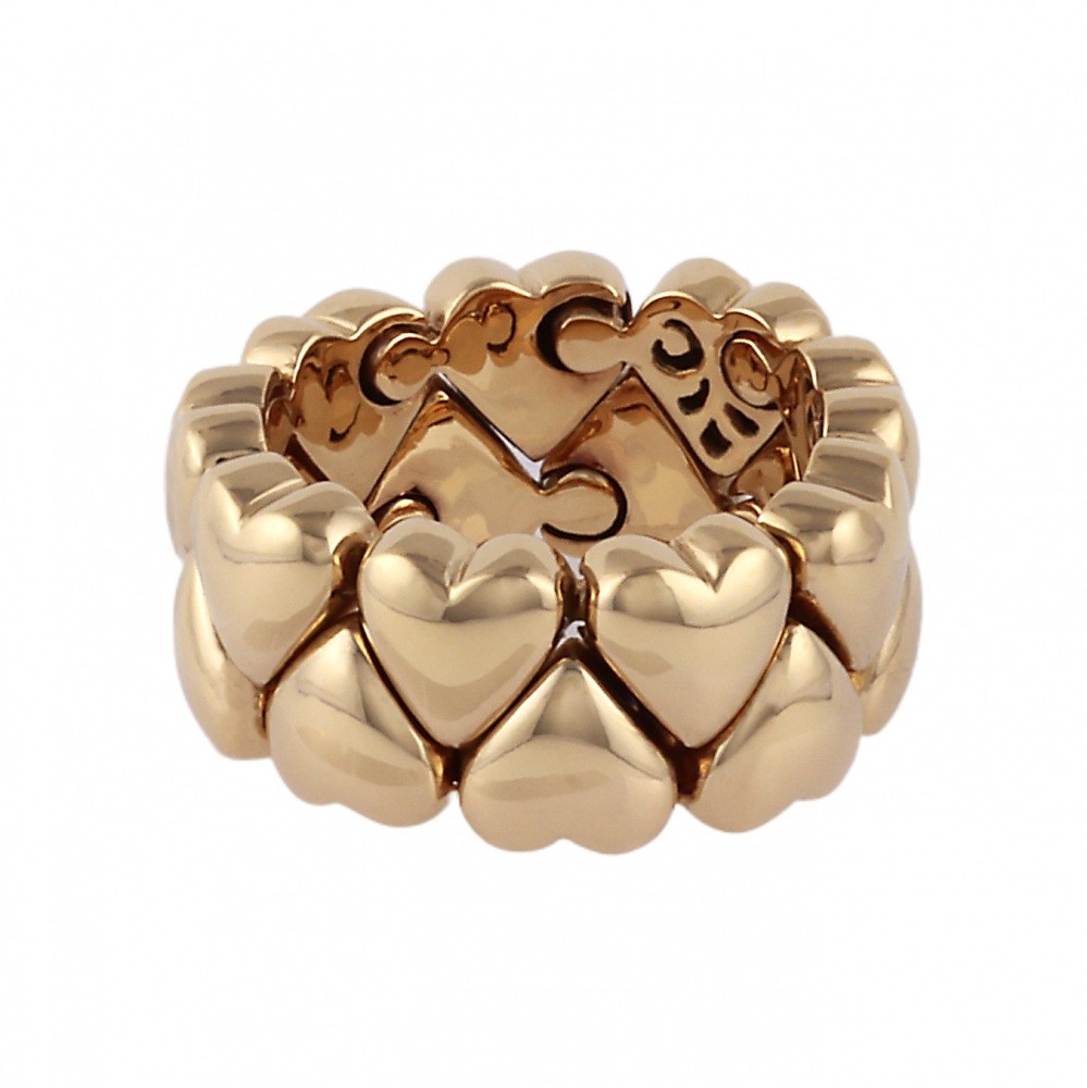 Cartier Double Heart Ring 18K Yellow Gold Diamond