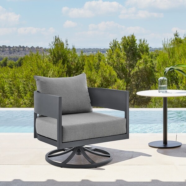 Argiope Dark Grey Aluminum Outdoor Swivel Rocking Chair