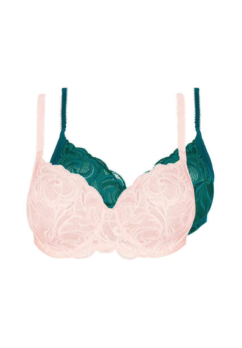 Lot de 2 soutiens-gorge Duo Carla Vert Epicea et Rose Poudre