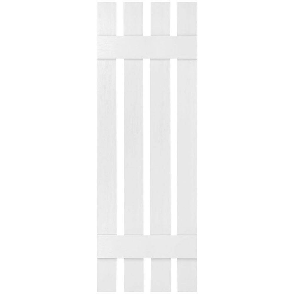 16 1/4 inchw x 26 inchh Lifetime Vinyl, Custom Four Board Spaced (2 Batten), Board-n-Batten Shutters, Bright White