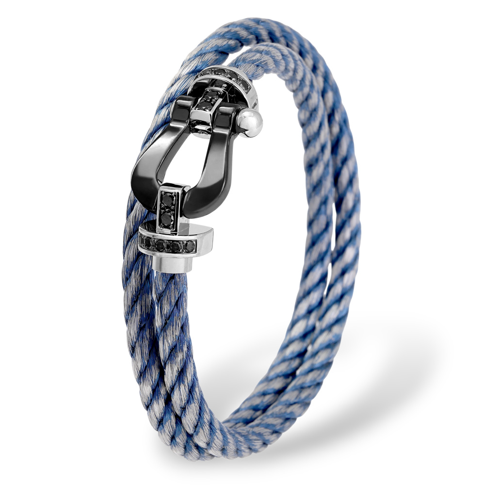 FRED Force 10 Bracelet 18K White Gold & Ceramic Diamond 0B0044-6B1065