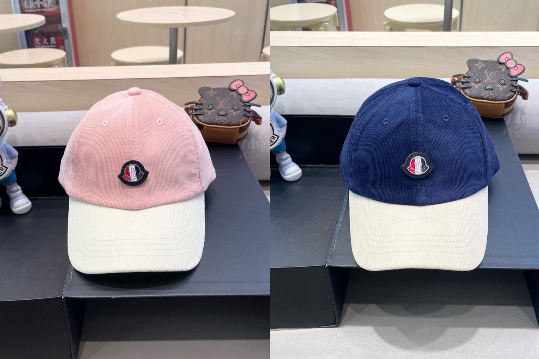 Moncler Color Block Corduroy Hard Top Baseball Cap - cnluxepick