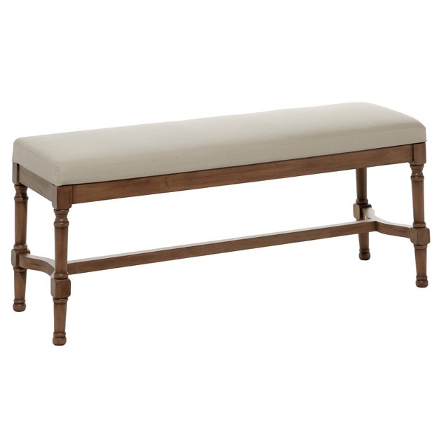 Traditional Linen Upholstered Wood Bench Olivia amp May