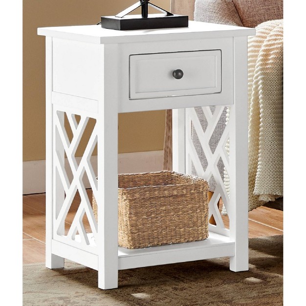 Middlebury Wood End Table With Drawer White Alaterre Furniture