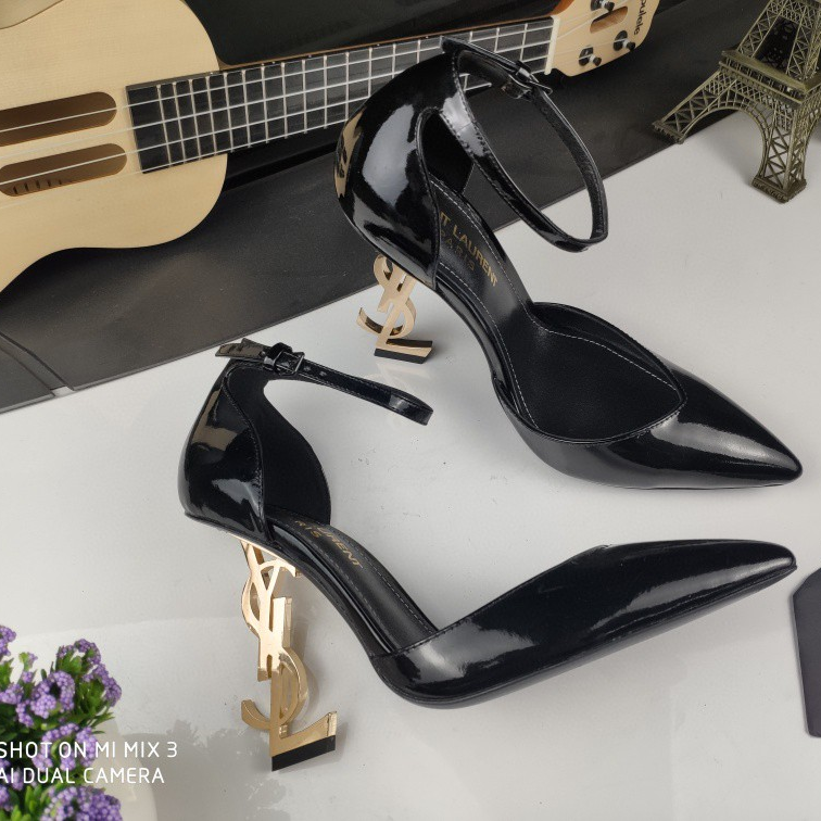 Saint Laurent YSL Pointed patent leather high heels 10.5CM Slide Sandal