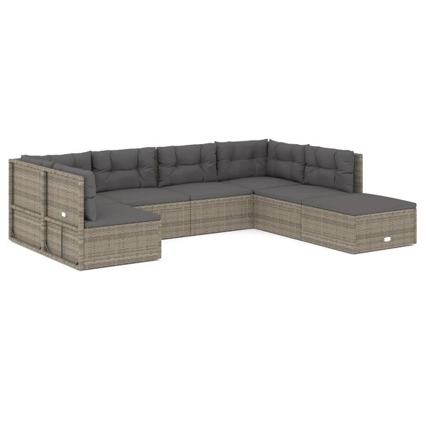 vidaXL Patio Furniture Set Patio Lounge Set with Cushions Gray Poly Rattan