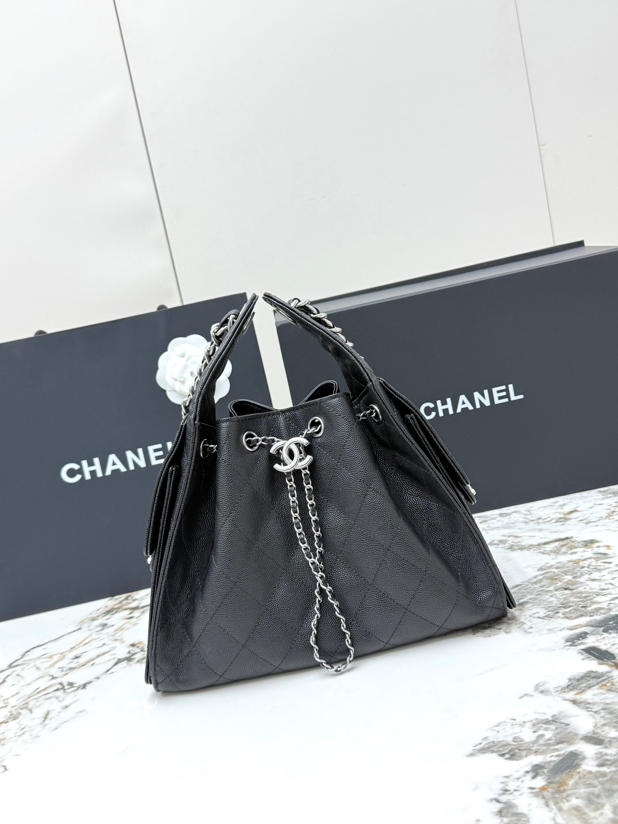 Chanel 25bag classic black with silver hardware  Small