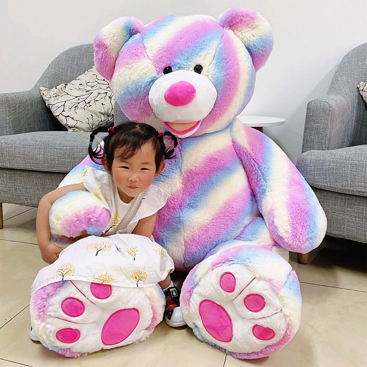 2026 53 Inch (1.3m) Hugfun Plush Rainbow Teddy Bear