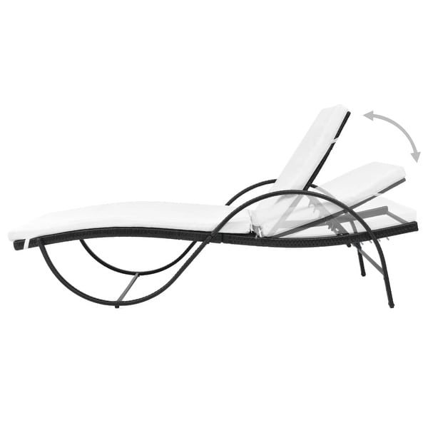 vidaXL Sun Lounger with Cushion and Table Poly Rattan Black