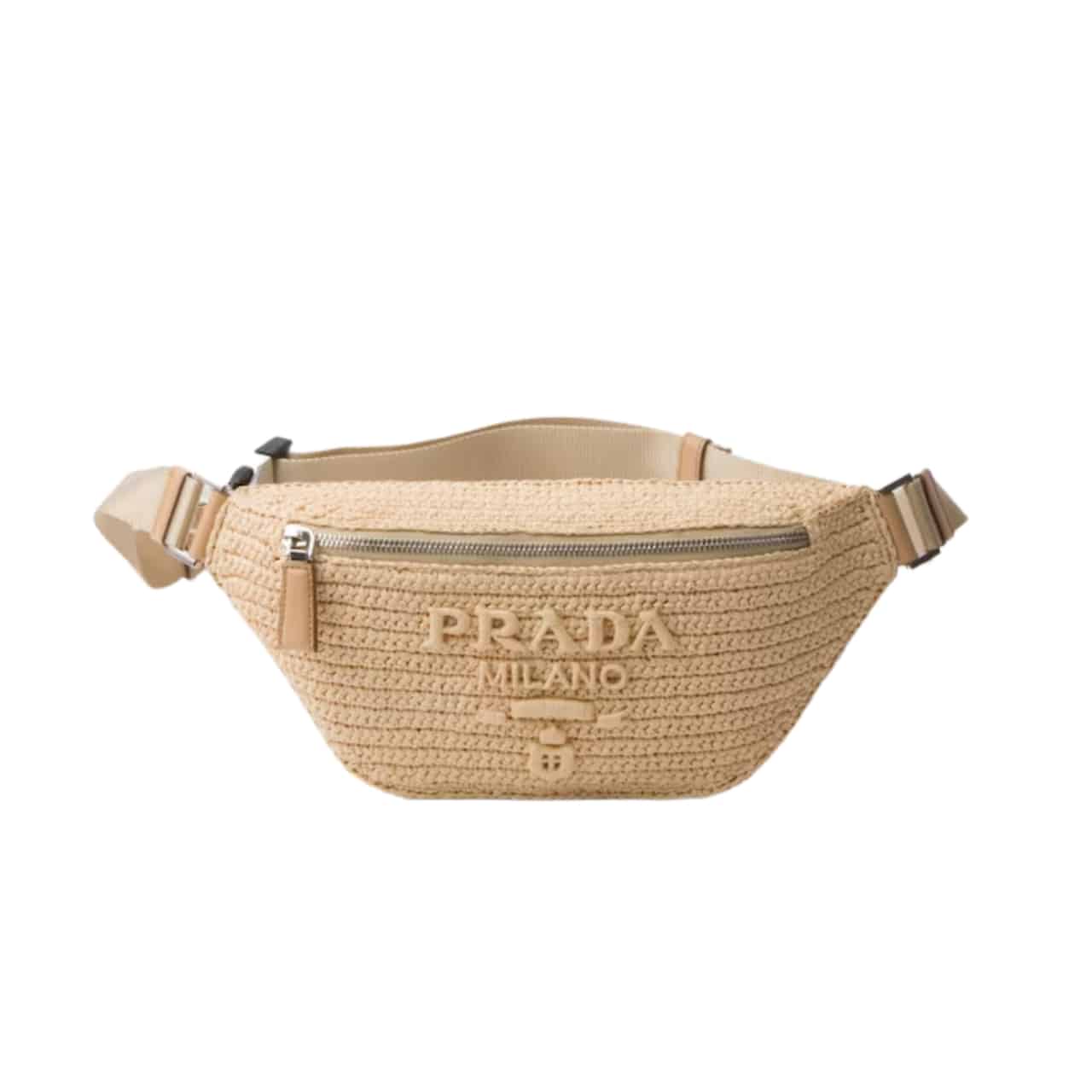 Prada Crochet Belt Bag Natural 30Cm