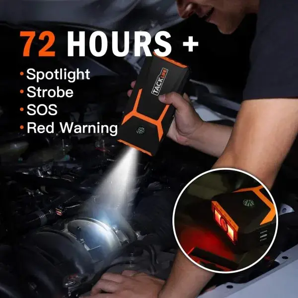 TACKLIFE T8 18000mAh Portable Jump Starter – 800A Peak, LCD Display, USB Fast Charging, LED Light, Supports Gas & Diesel Engines