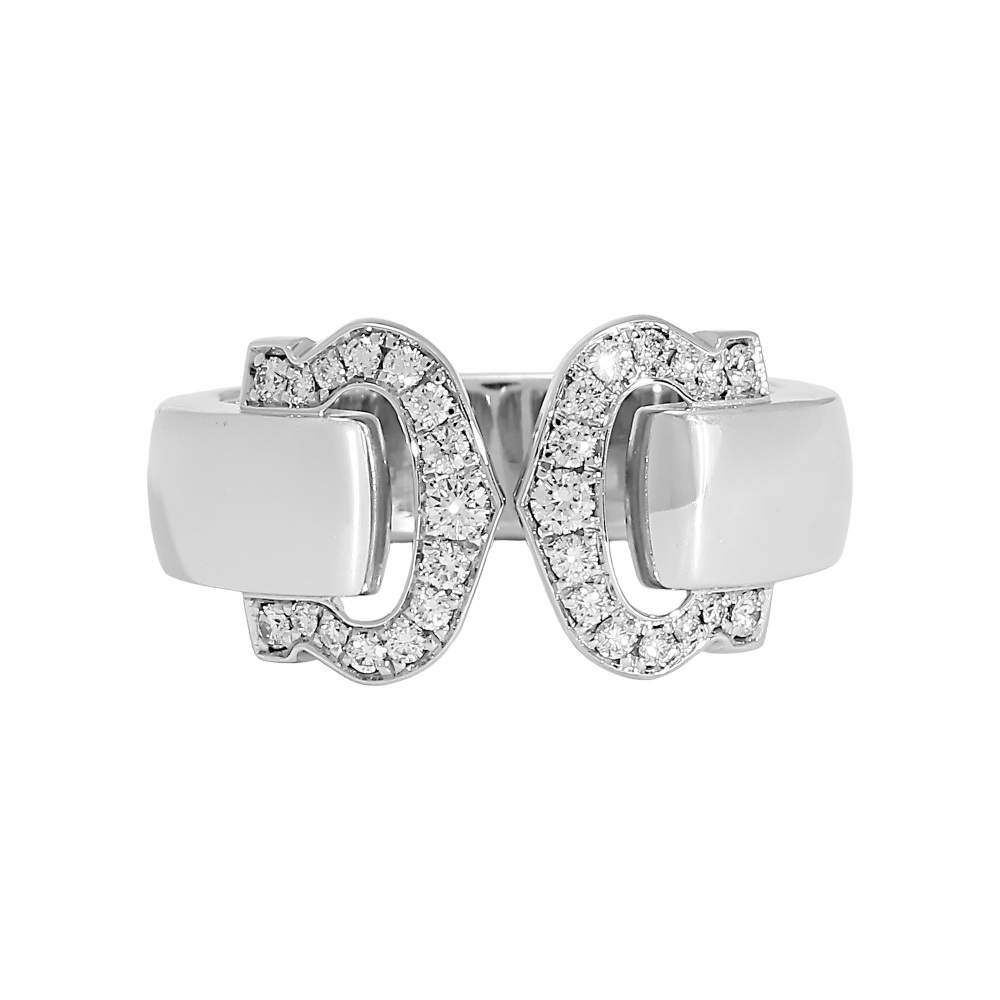 Cartier 2C Boucurse Ring 18K White Gold Diamond B4071000
