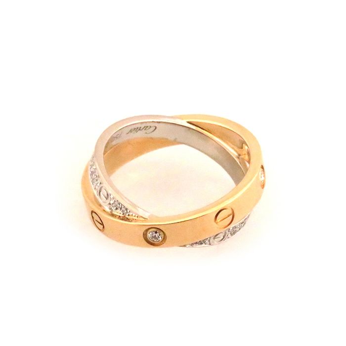 Cartier Love Ring 18K White Gold & 18K Rose Gold Diamond