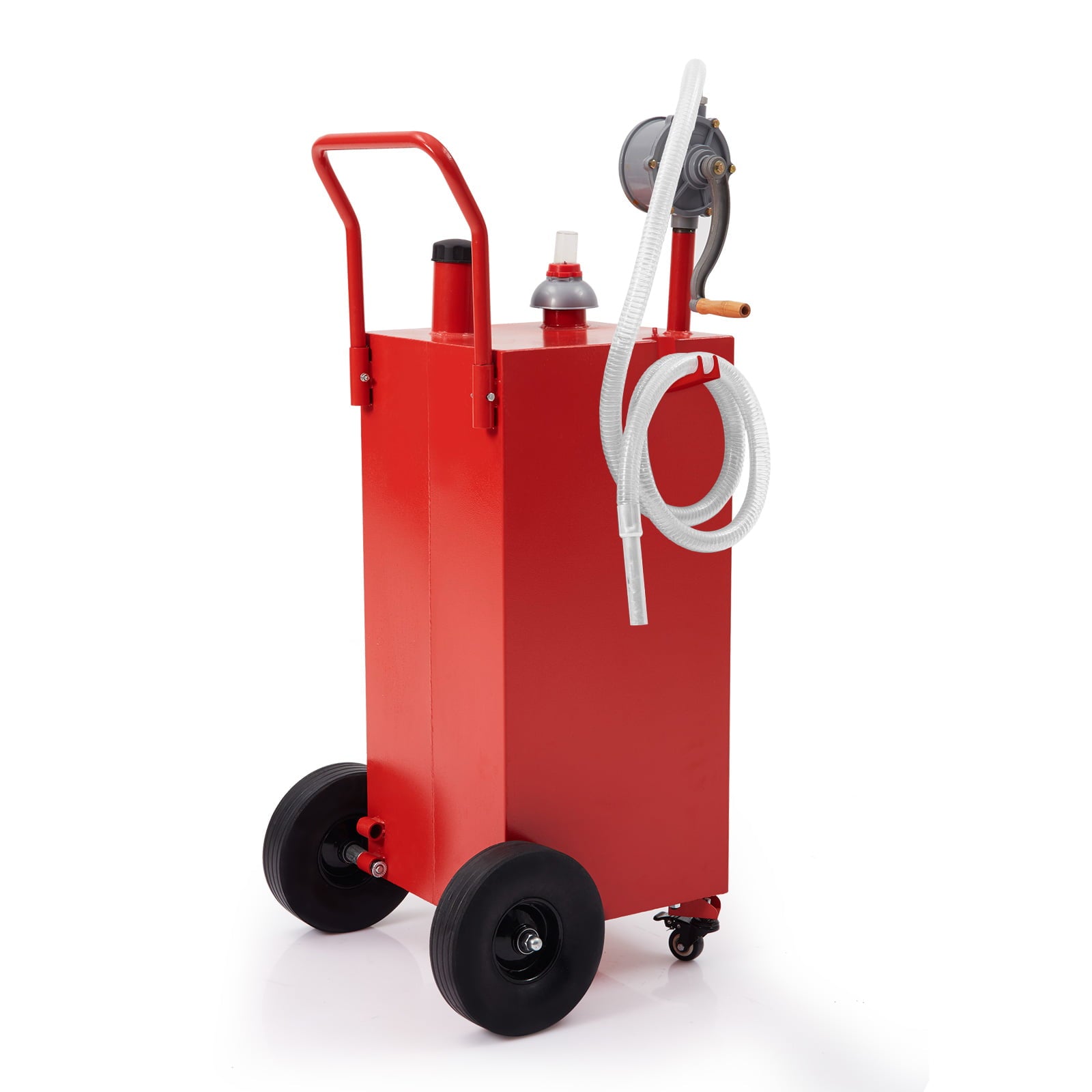 Simzone 30 Gallon Gas Caddy with Pump Portable Fuel Storage Tank Gasoline Diesel Fuel with 2 Wheels for Car