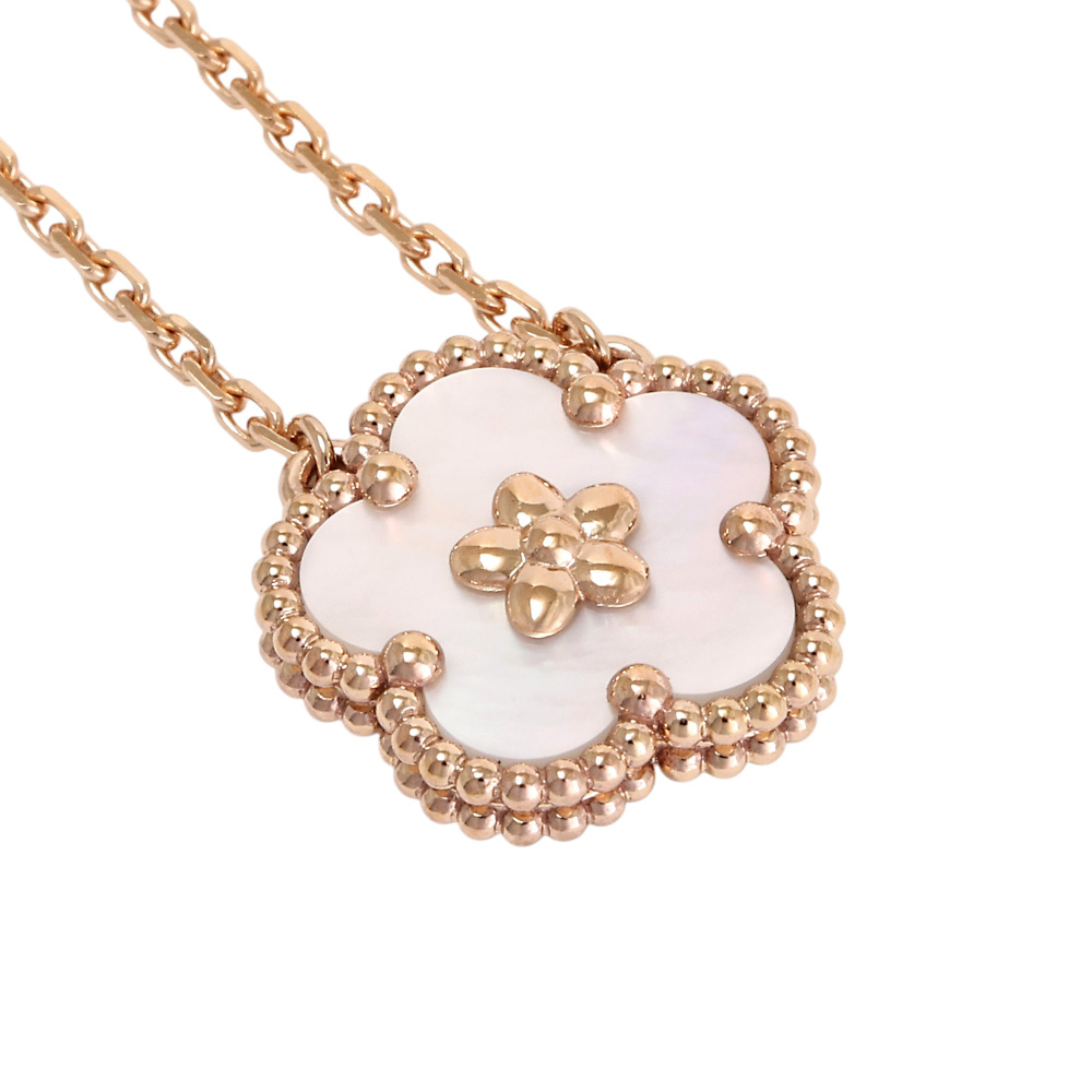 Van Cleef & Arpels Lucky Spring Plum Blossom Necklace 18K Rose Gold Mother of Pearl VCARP9X100