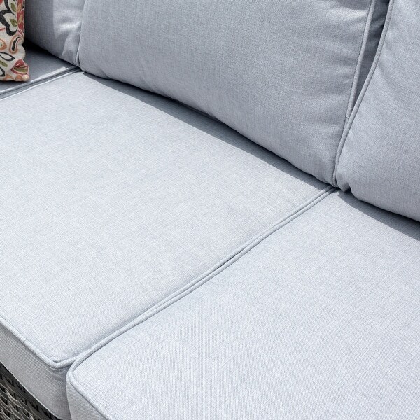OVIOS 6piece Wicker Sectional Sofa Swivel Rocking Chair Set